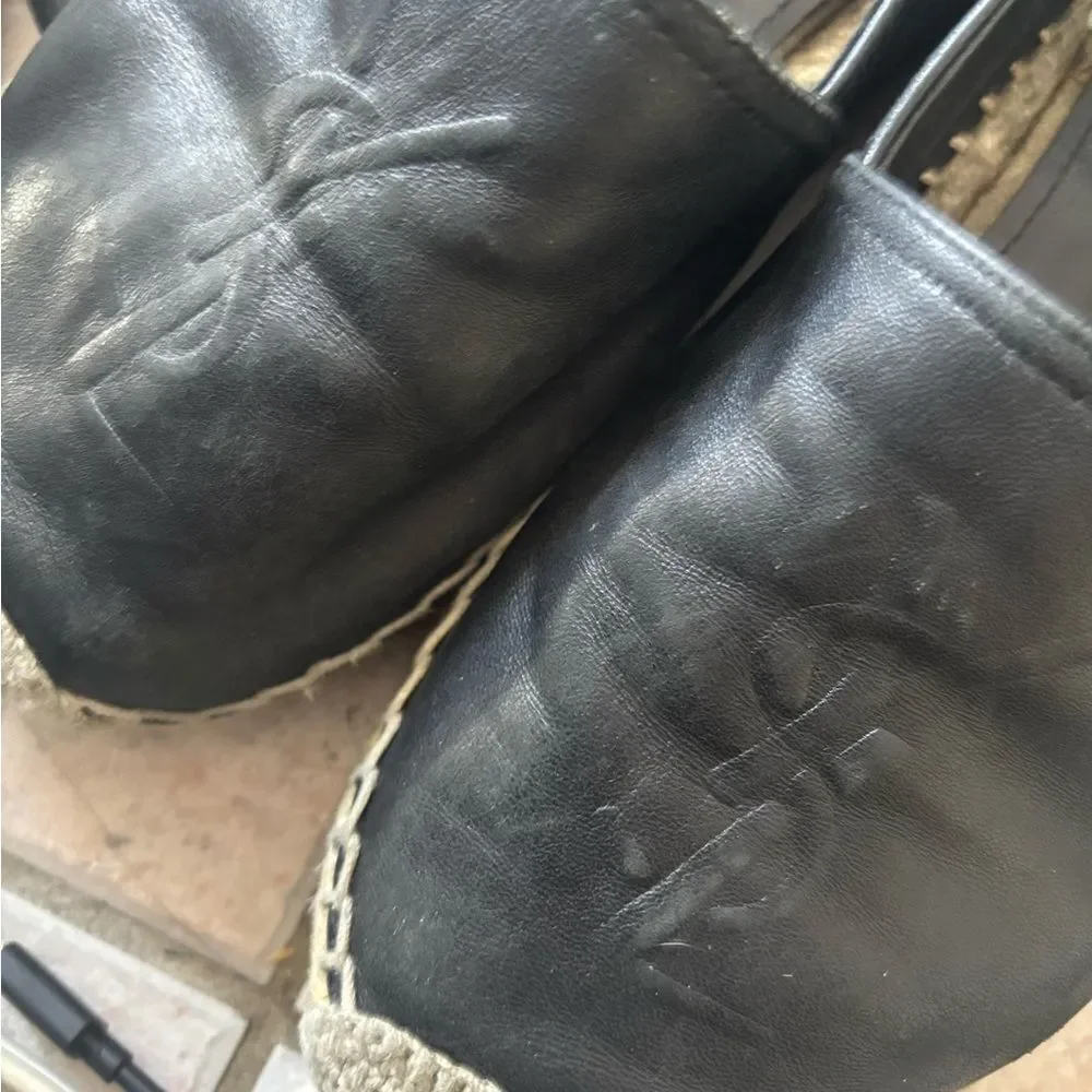 ysl logo flats SAINT LAURENT Lambskin Monogram Espadrilles wedges driving shoes